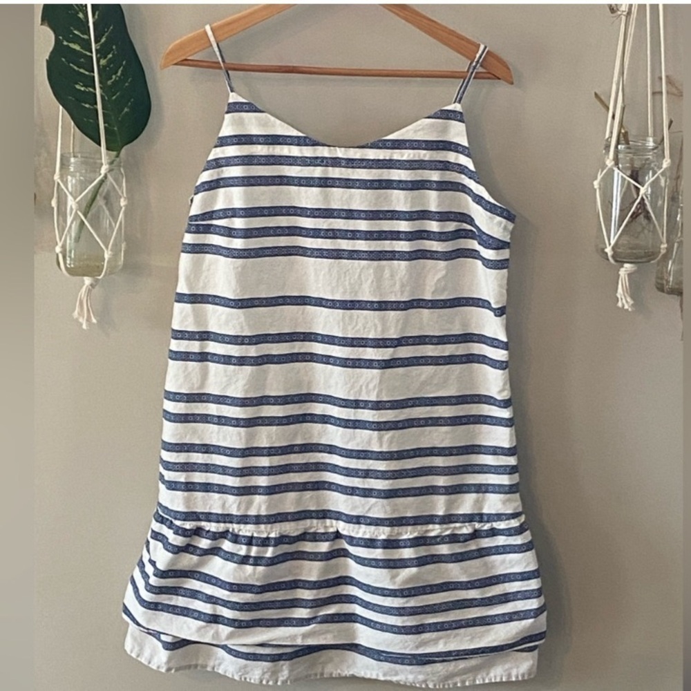Gap| Cotton mini sun dress. Navy and white striped. Large